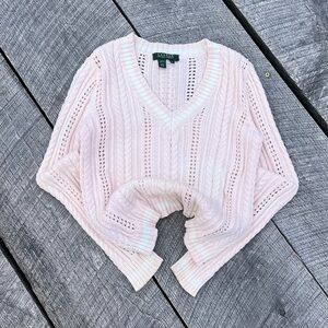 Y2K Ralph Lauren V Neck Cable Knit Sweater